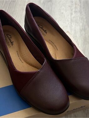 Clarks Women's Burgundy Slip-On Loafers